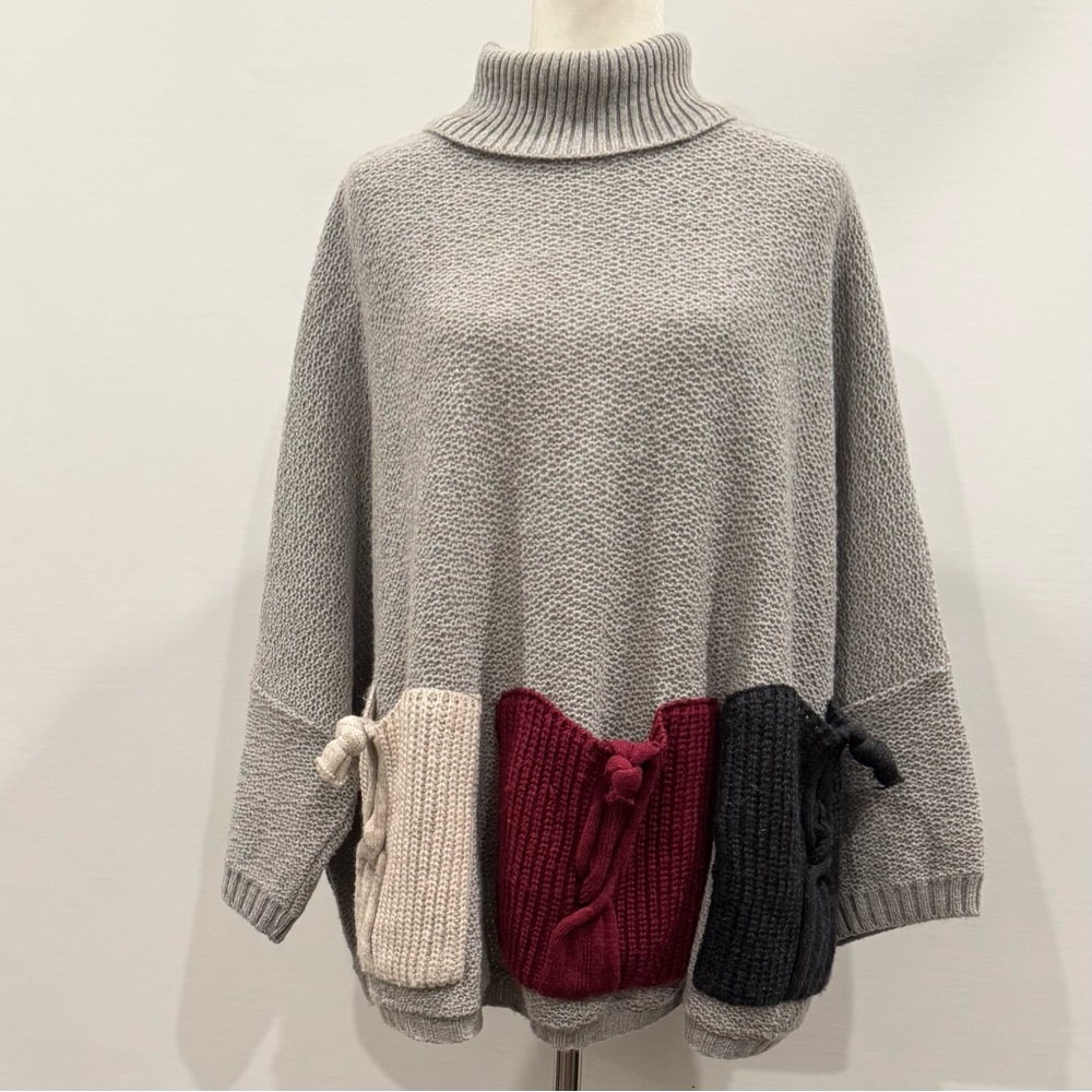 Vintage Italian Knit Oversized Pockets One of a Kind Chunky Knit Novelty Sweater - Picture 7 of 9